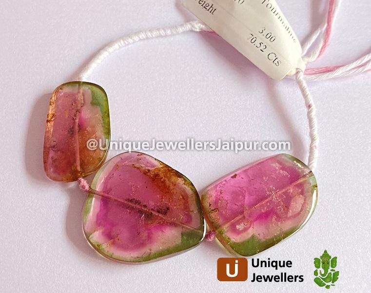 Watermelon Tourmaline Smooth Slices Beads